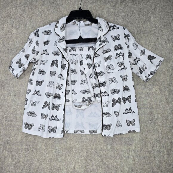 Art Class Pajama Set Butterfly Print White/Black Comfortable Sleepwear - Picture 1 of 9